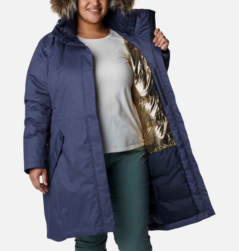 Women's Columbia Juniper Ridge Omni-Heat Infinity Down Parka Jackets Navy | Plus Size CA-A5083